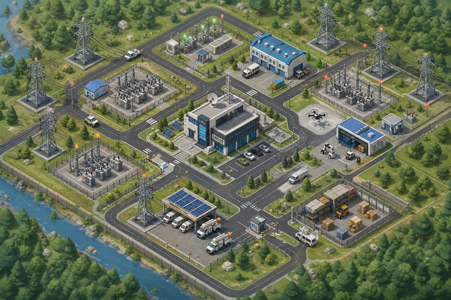 2.5D power station simulation world